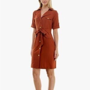 Sharagano Rust Belted Mini Dress